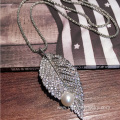 Leaf Shape Crystal Alloy Necklace Imitation Pearl Necklace